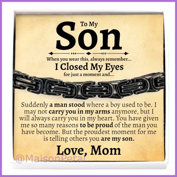 Stainless Steel Bracelet with Sentimental Heart Charm for Son